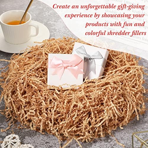 Outus 2lb Brown Crinkle Cut Paper Shred Filler Shredded Paper Packing Grass Cushion for Easter Graduation Wedding Anniversaries Christmas Birthday Gift Confetti Wrapping Boxes Bags Filling Decoration