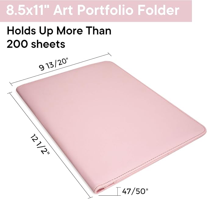 Professional Padfolio with Clipboard, Faux Leather Portfolio Folder Binder, 8.5 x 11 Legal Pad Holder for Letter Size Notepad, Resume, Writing Pad, Ideal Organizer for Business Office Conference, Pink
