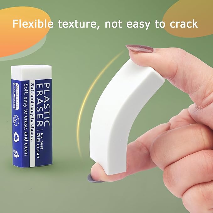 Tamaki White Erasers for Clean, Large Pencil Eraser, 8 Pack