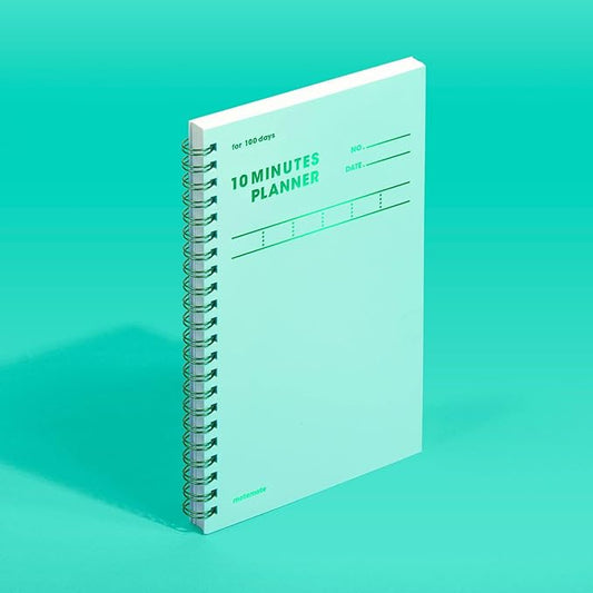 MOTEMOTE 10-Minute Planner 100 DAYS – Undated Daily Planner with Time Blocking, Goal Setting & Reflection – Boost Productivity & Build Better Habits in Just 10 Minutes a Day, Study Plan, Color Chip Edition ( Greenery )