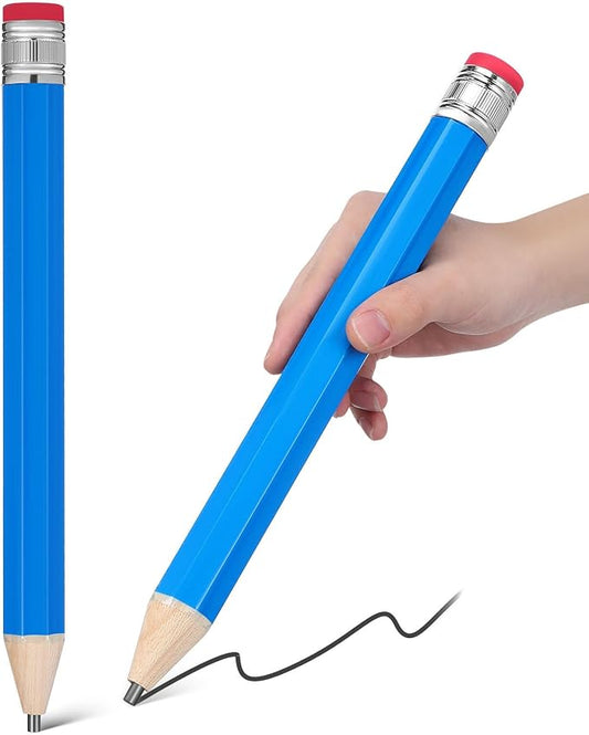 STAHAD Giant Wooden Pencils 2pcs Jumbo Novelty Extra Large Blue Pencils for School Drawing Writing Supplies for Preschoolers