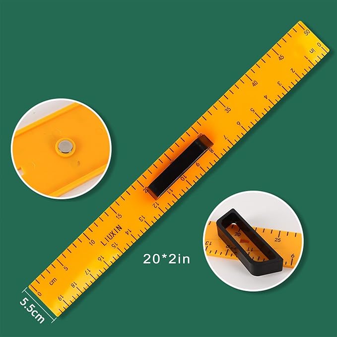 Magnetic Geometry Set on Whiteboard Math Classroom Large Protractor Triangle Ruler Plate Set Compass Drawing Tools for Teacher (3 Pieces)