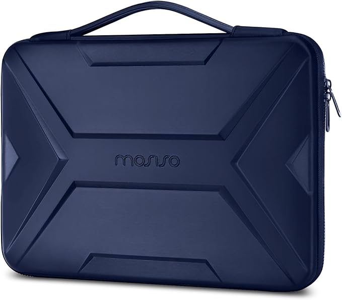 MOSISO Laptop Case 15.6 inch, 15-16 inch Laptop Sleeve Compatible with MacBook Pro 16 / Air 15, HP Acer Dell Lenovo ASUS,Artistic Geometric EVA Carrying Case Hard Shell with Handle, Navy Blue