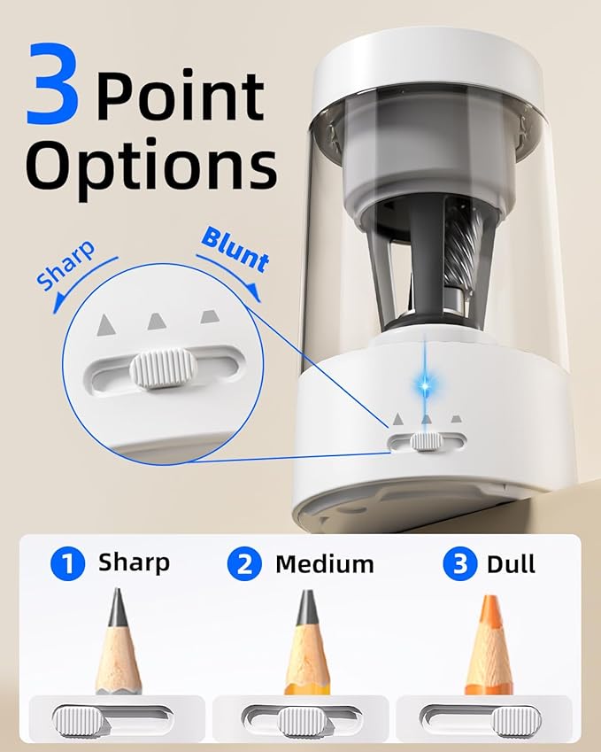 ZMOL Electric Pencil Sharpener for Colored Pencils, Rechargeable Hands-Free Pencil Sharpeners,Fully Automatic Robot Pencil Sharpener, Auto in & Out, Pencil Sharpeners for Kids Home
