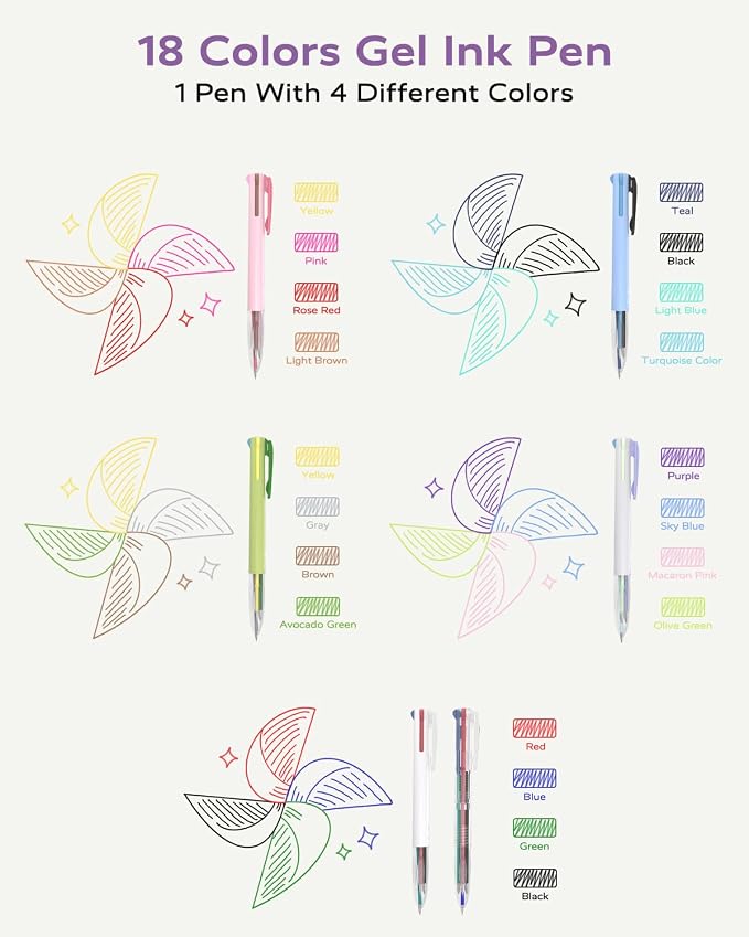 Four Candies Multicolor Pens and Highlighters Set,12 Pack | Macarons Journaling Pens Set for Note Taking,Planners &Journaling, Back to School Supplies & Nurse Accessories for Work