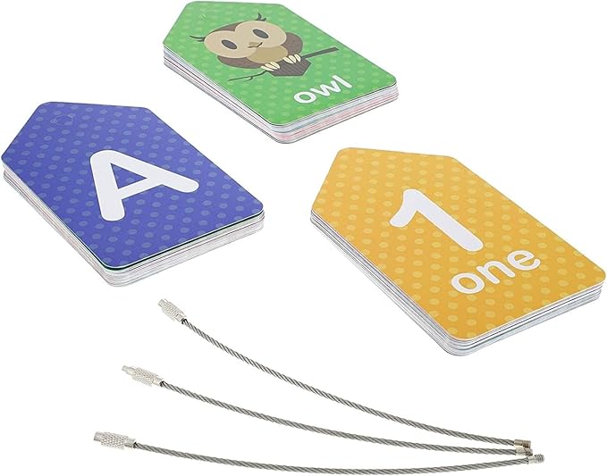 Laminated Number Flash Cards - Ring-Bound Alphabet & Number Set - Portable Toddler Flash Cards - Interactive Preschool Learning Activities - Multicolor, 3-Pack, 78 Count