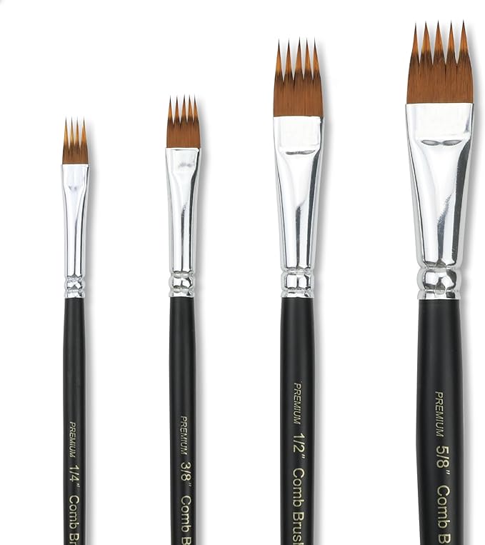 GACDR Paint Brush Comb Set - 4PCS Professional Grainer Brushes for Acrylic Painting, Oil & Watercolor - Texture Brushes for Artists & Beginners, Short Handle