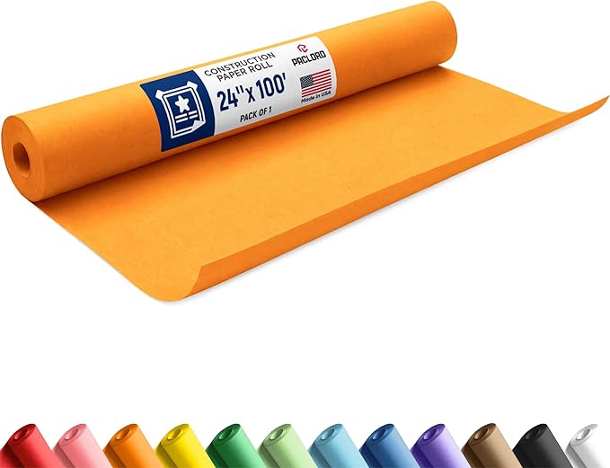 Orange Construction Paper Roll 24" x 100 ft – Made in USA – 24" Bulletin Board Paper for Classroom & School, Teachers & Kids
