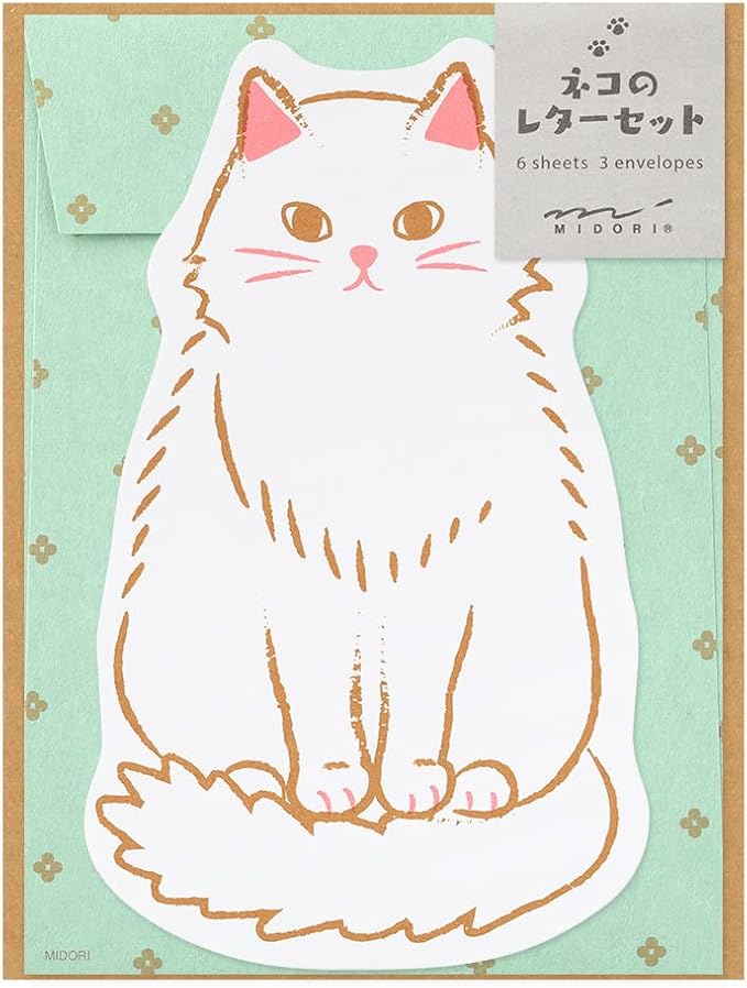 DESIGNPHIL 86924006 Midori Letter Set, Die Cut, Cat Pattern