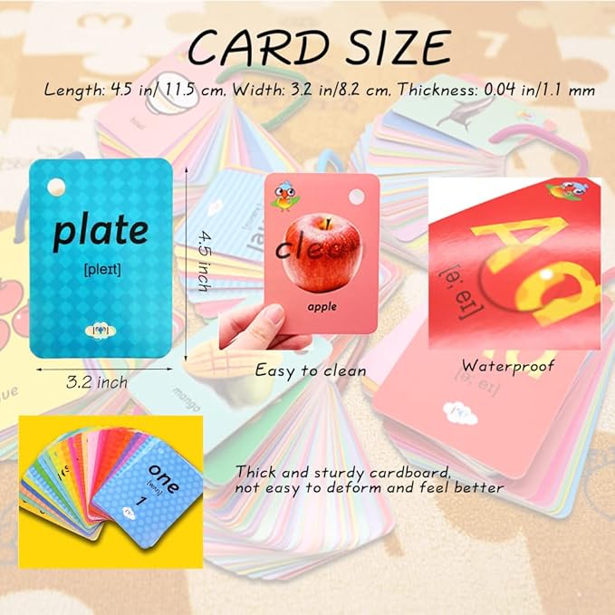 262 Pcs Preschool Toddler Flash Cards Set,Kids Flash Cards,Sight Words Cards Gifts for Kids Numbers,Land Animals,Ocean Animals,Fruit,ABC 6 in 1 Set