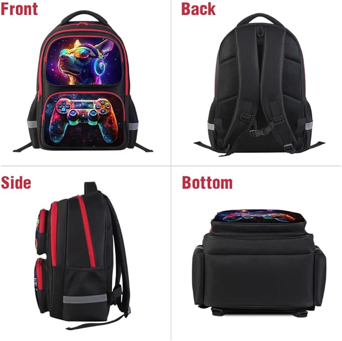 Kids Backpack for School - 17 Inch 3D Reflective Cartoon Bookbag with Dual Zippers, Ergonomic Design for Boys & Girls Ages 6-18 | Durable 600D Polyester Children's Backpack