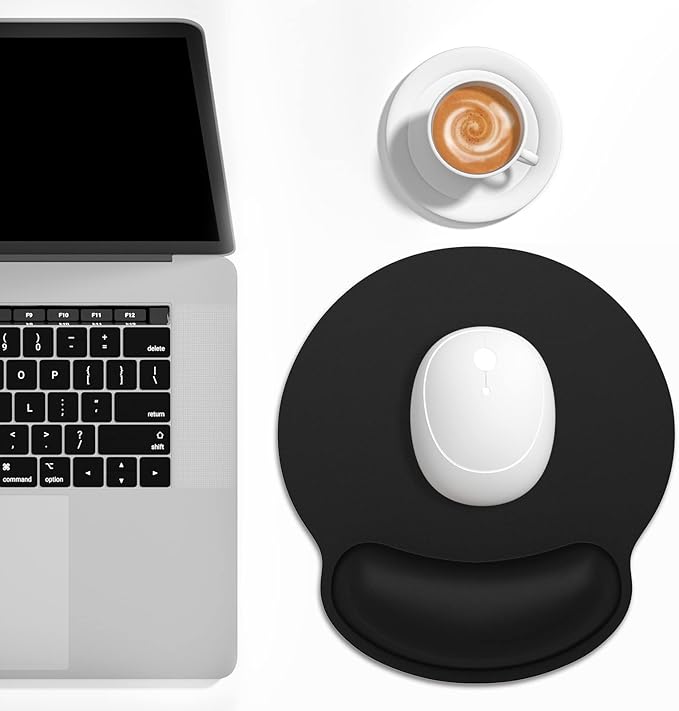 Dapesuom Ergonomic Mouse Pad with Wrist Support, Comfortable Memory Foam Wrist Rest for Easy Typing Pain Relief, Cute Computer Gaming Desktop Mouse Mat with Non-Slip Base for Laptop, Office, Jet Black