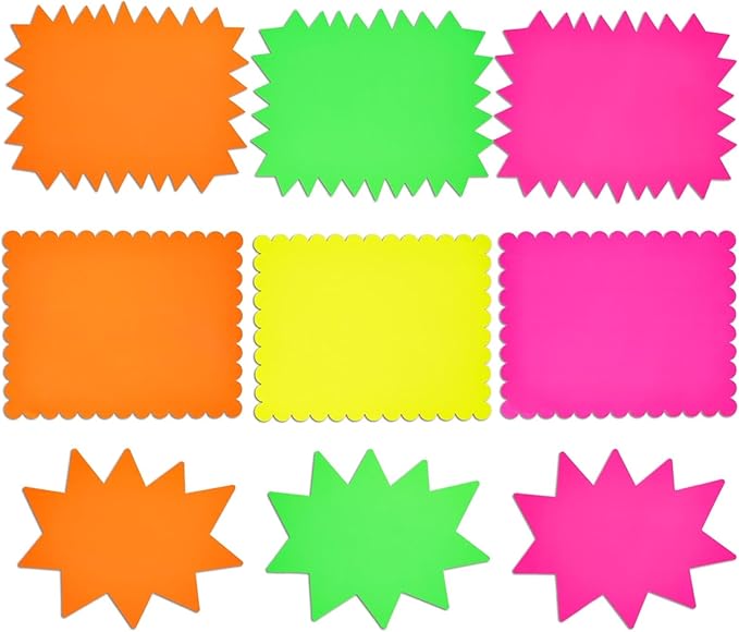 Stockroom Plus Neon Poster Board Shapes - 11 x 14 in, Assorted Neon Colors, 18-Pack - for Poster Board Signs, Trifold Decorations & Science Project Supplies