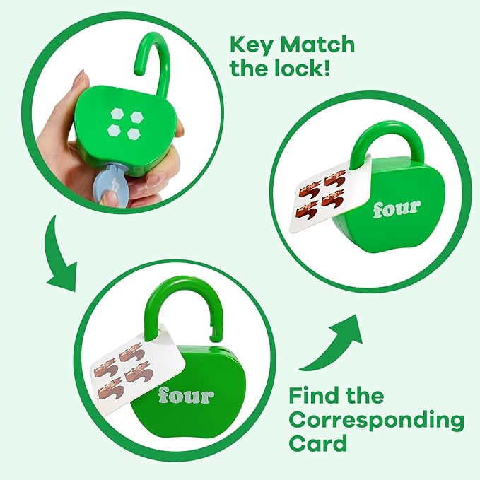 Locks and Key Toddler Toys, Number Counting Cause and Effect Toys for Kids Ages 3-5, Preschool Learning Activities, Kindergarten Classroom Must Haves, Montessori Toy for 3 Year Old