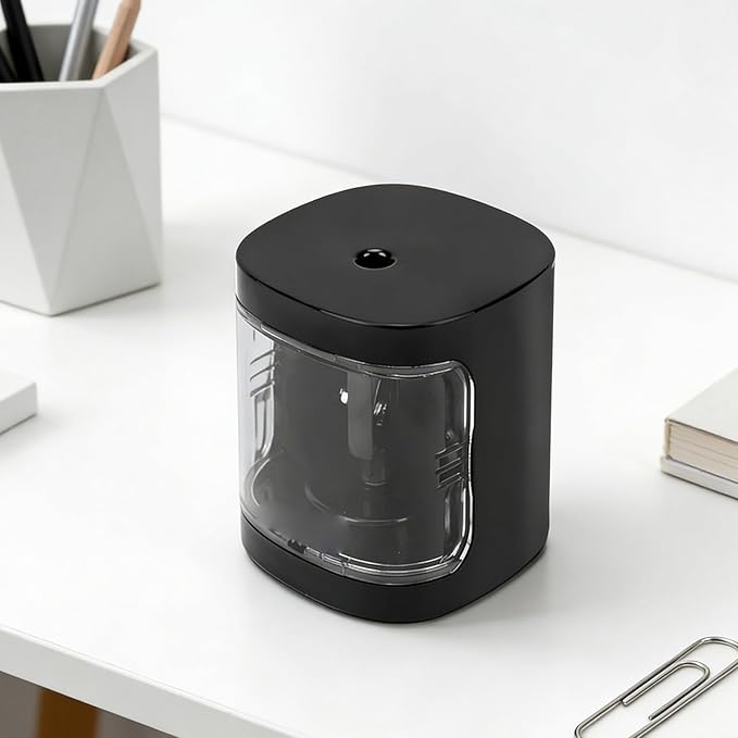 Fockety Electric Pencil Sharpener, Automatic Battery Operated with for 6-8mm Pencils School Office Home Art Supplies Portable Transparent Shavings Container
