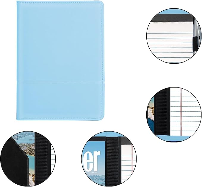 Padfolio/Portfolio Binder, Mini Padfolio Portfolio Binder 5 x 8 Legal Writing Pad, A5 Document Organizer Folder for Men Women, Sky Blue.