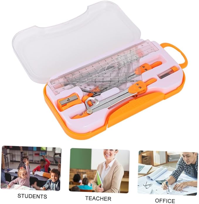 1sets Compasses and Geometry Ruler for Students Math Tool Technical Drawing Lightweight Precise and Easy to Use for School and College Use