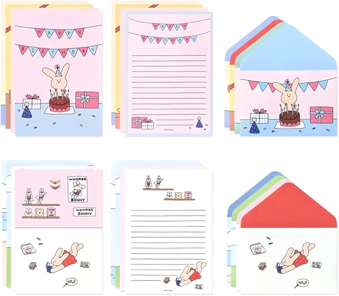 Monolike Happy and Lucky Letter Paper and Envelopes Set - 8Type, 32 Letter Paper + 16 Envelopes