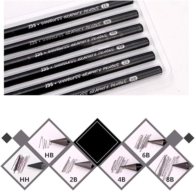 YYMIYU Full Graphite Pencils set 6 Piece.HB/2B/4B/6B/8B/EE (lead pencil)