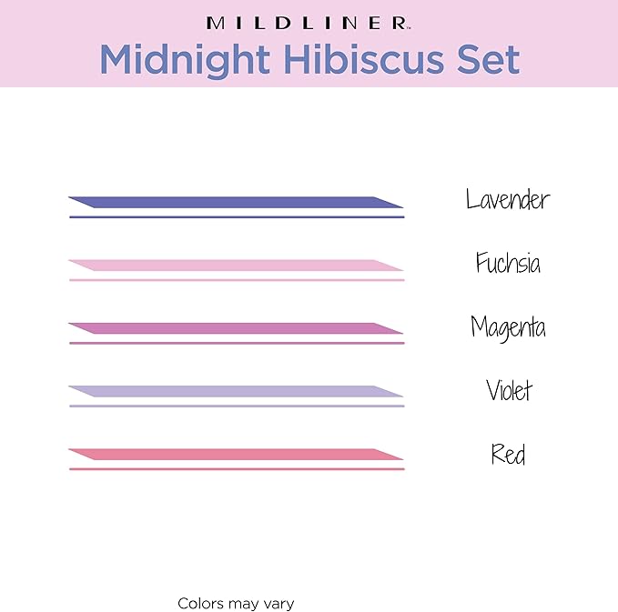 Zebra Pen Mildliner Dual-Tip Highlighter Set, Broad and Fine Tips, No Bleed, Ideal for Bible Highlighting, Journaling and Note-Taking, Assorted Midnight Hibiscus Ink Colors, 5-Pack (78375)