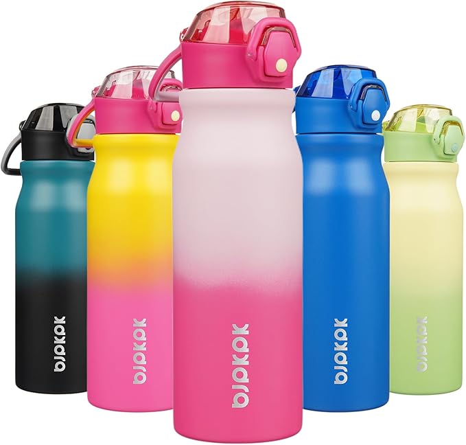 BJPKPK Insulated Water Bottle 25oz Stainless Steel Water Bottles with Straw and Carry Handle Double Wall Metal Thermal Flask