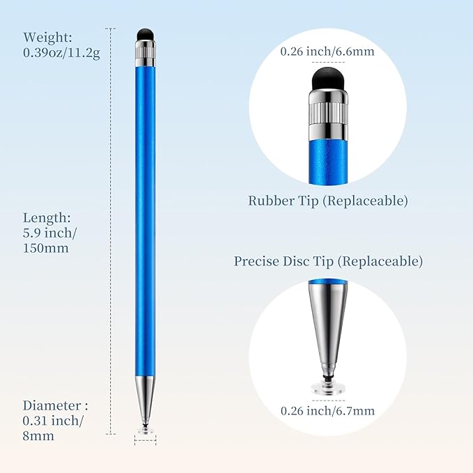 ChaoQ 2-in-1 Stylus Pen for Touchscreen, 6pcs High Sensitivity and Precision Stylus Pens for iPad iPhone Android Suitable for All Touch Screens