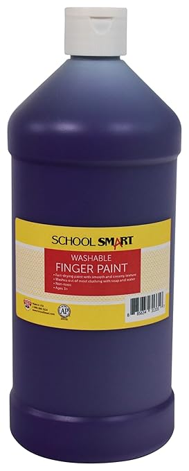 School Smart Washable Finger Paint, Purple, 1 Quart Bottle