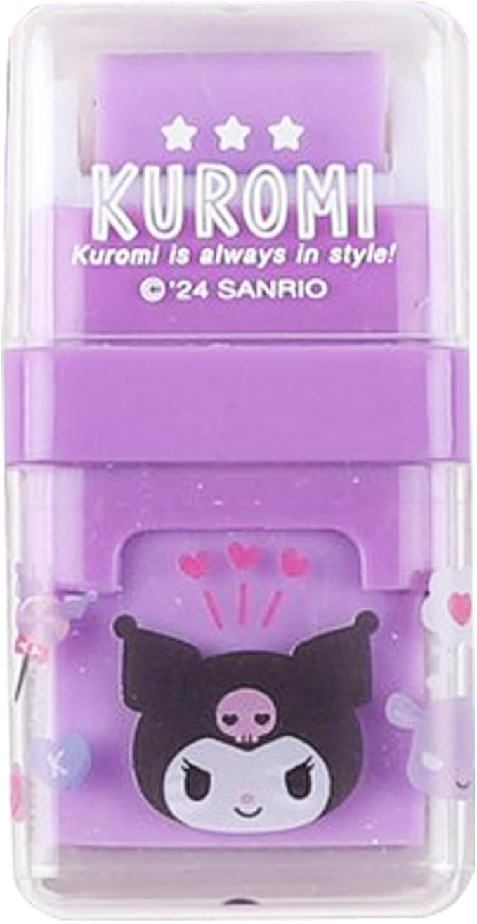 Cute Character Roller Eraser with Built-in Dust Cleaning Roller – Portable & Mess-Free Design - Purple