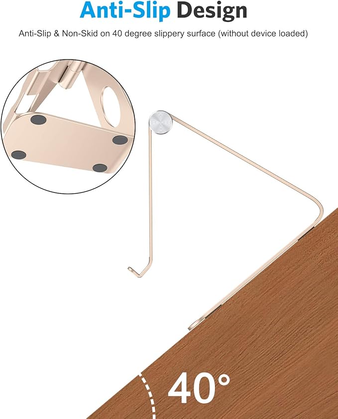 OMOTON Tablet Stand Holder Adjustable, T1 Desktop Aluminum Tablet Dock Cradle Compatible with iPad Air/Mini, iPad 10.2/9.7, iPad Pro 11/12.9, Samsung Tab and More, Gold
