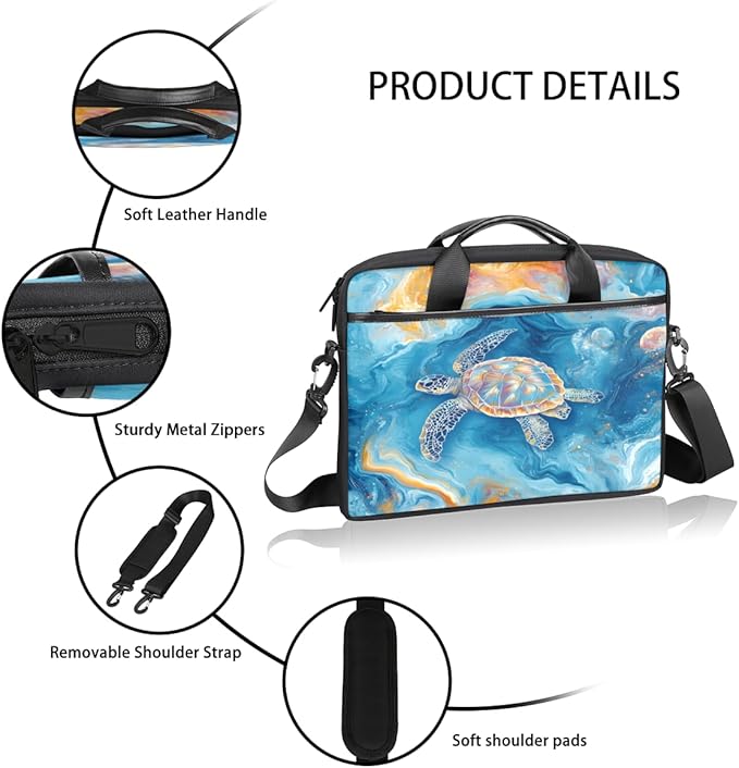 Sea Turtle Laptop Sleeve Case for 13-15 inch Computer Bag Protective Laptop Handle Bag for Women Men