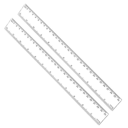 12 Inch Clear Plastic Rulers, Viaky Straight Measuring Tool with Inches and Centimeters, Durable Standard Math Ruler for School, Office and Home(2 Pack)