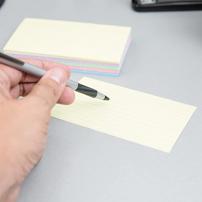 1InTheOffice Colored Index Card 3x5, Pastel Index cards, Ruled Flash Cards, Assorted Color, 300 Pack
