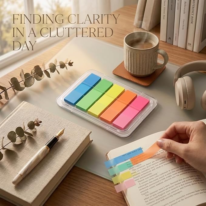 300Pcs Aesthetic Sticky Tabs for Annotating Books, Colorful Transparent Page Markers & Flags, Clear Index Note Stickers for Bible, Notebooks & Reading, Small Mini Pop Up Tab Set
