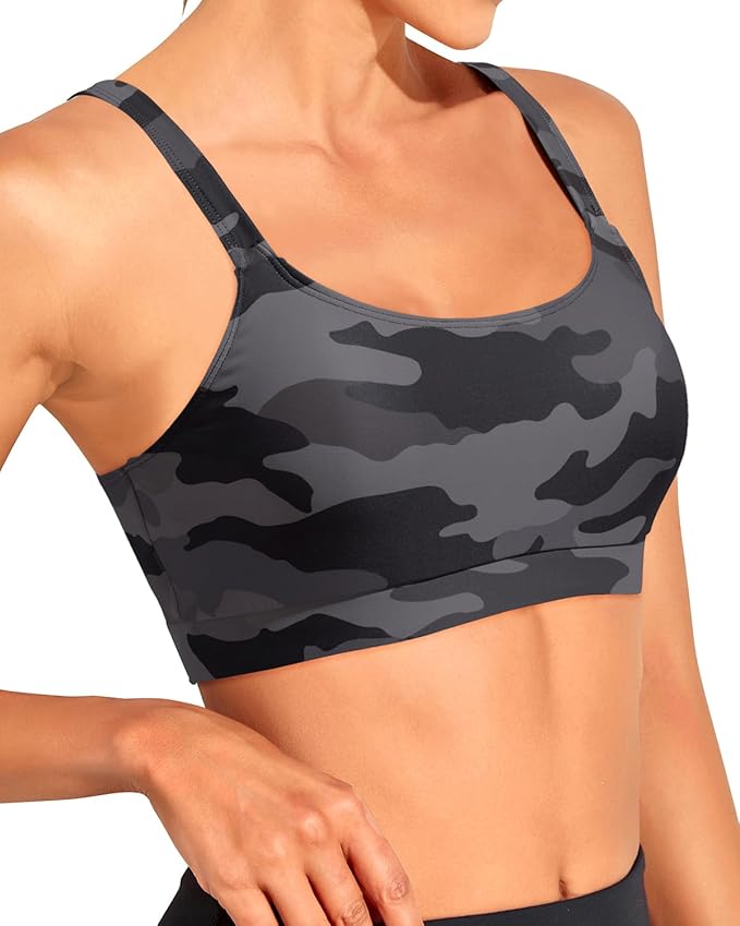 Tempt Me Women Sports Bra Bikini Tops Scoop Neck Bathing Suits Top Padded Swim Crop Tops Only