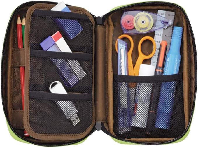 LIHIT LAB Large Capacity Zipper Pencil Case For School Office College, Big Capacity 4 Compartments Pencil Bag Holder Adults Teen Boys Girls, Travel Cosmetics Storage, Indigo (A7551-11N)