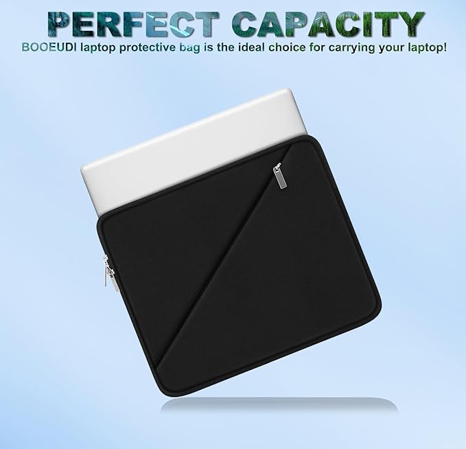 Laptop Sleeve 14 Inch, Shockproof Protective Computer Cover with Accessory Pocket, Traveling Carrying Bag Laptop Case Compatible for 14 Inch MacBook Air/Pro, HP, Dell, Asus, Acer, Lenovo, Black