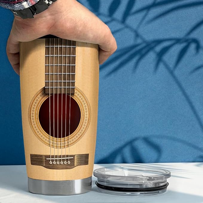 SANDJEST Guitar Tumbler Cup 20oz Guitarist Stainless Steel Insulated Tumblers Guitars Coffee Travel Mug Gift for Musician Players Guitar Lovers Gifts for Birthday Christmas