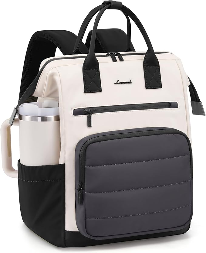 LOVEVOOK Puffer Laptop Backpack for Women, 15.6 Inch Work Backpack purse for Nurse Teacher, College Back to School Bookbag for Teen Girls, Personal Item Travel Bag Computer Daypack for Daily Commute