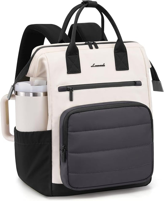 LOVEVOOK Puffer Laptop Backpack for Women, 15.6 Inch Work Backpack purse for Nurse Teacher, College Back to School Bookbag for Teen Girls, Personal Item Travel Bag Computer Daypack for Daily Commute