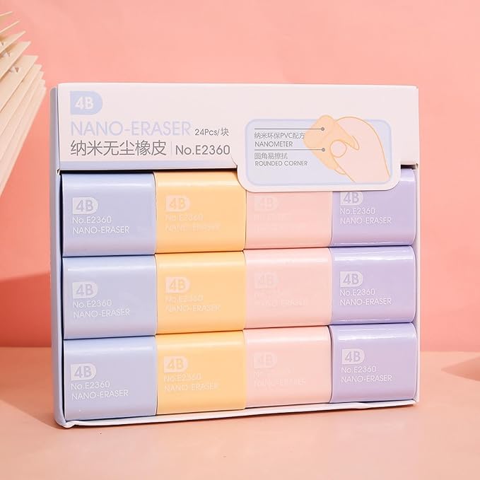 6pcs Nano Dust-Free 4B Eraser with Scratch Free and Chip Free Creativity, Simple and Pure Color Rubber-Nano dust- rubber (6 large pieces)