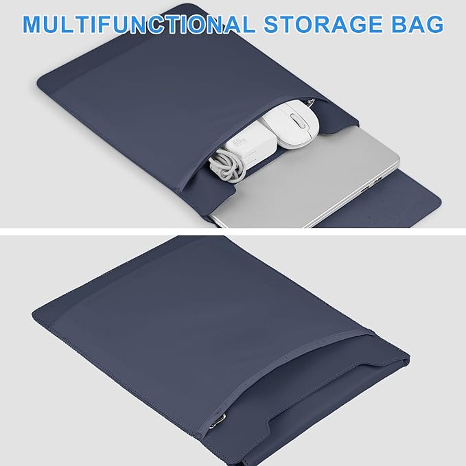 HoYiXi 13.6'' Laptop Sleeve Case Leather Bag with Stand Compatible with MacBook Pro 14/MacBook Air 13(M1 M2)/ASUS Vivobook 14/Dell XPS 13/ASUS Acer Matebook 13 14'' Laptop case,Blue