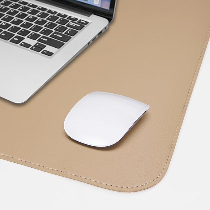 AFIING Cork Desk Mat 35.4" x 17", Dual-Sided Natural Cork & PU Leather Desk Pad, Non-Slip Waterproof Large Mouse Pad for Office, Home & Gaming, Dark Apricot