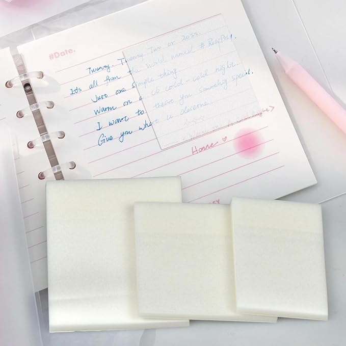 6 Pack Waterproof Sticky Notes, Transparent Sticky Notes, Glitter Sticky Notes Sets,3 Sizes: 2x2.99In,2.99x2.99In, 2.99x3.97 in for Home School Office (6, White)