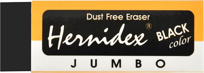 Hernidex #1020 Jumbo Dust-Free Eraser | Effortless Erasing, Clean & Smooth Finish, Gentle on Paper, Black Bulk Pack 20pcs Erasers for Art Drawing School