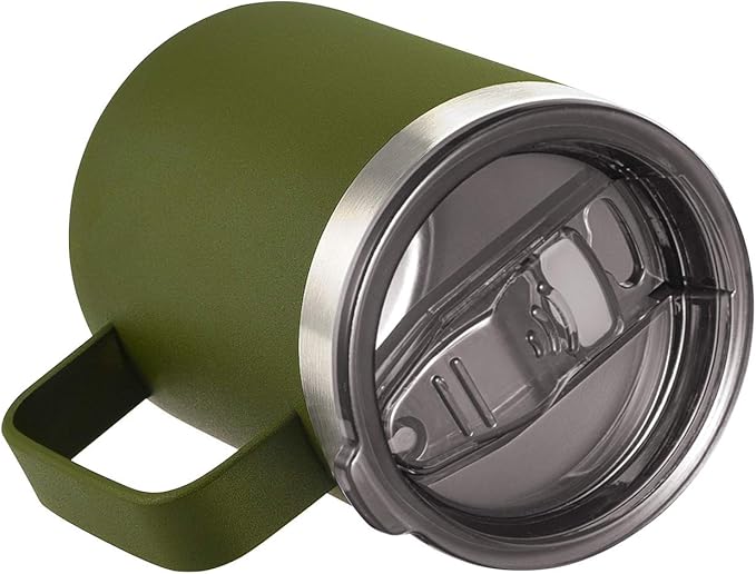 12oz Stainless Steel Insulated Coffee Mug with Handle, Double Wall Vacuum Travel Mug, Tumbler Cup with Sliding Lid, Army Green