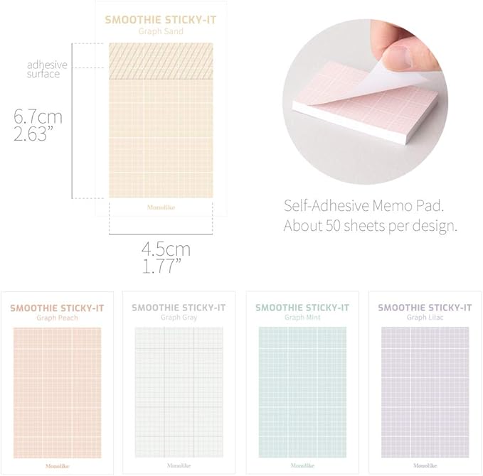 Monolike Smoothie Graph Sticky-it - 5p Set Self-Adhesive Memo Pad 50 Sheets