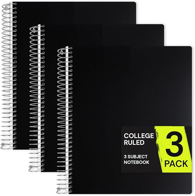 ONAVIA 3 Subject Spiral Notebook College Ruled, 300 Pages