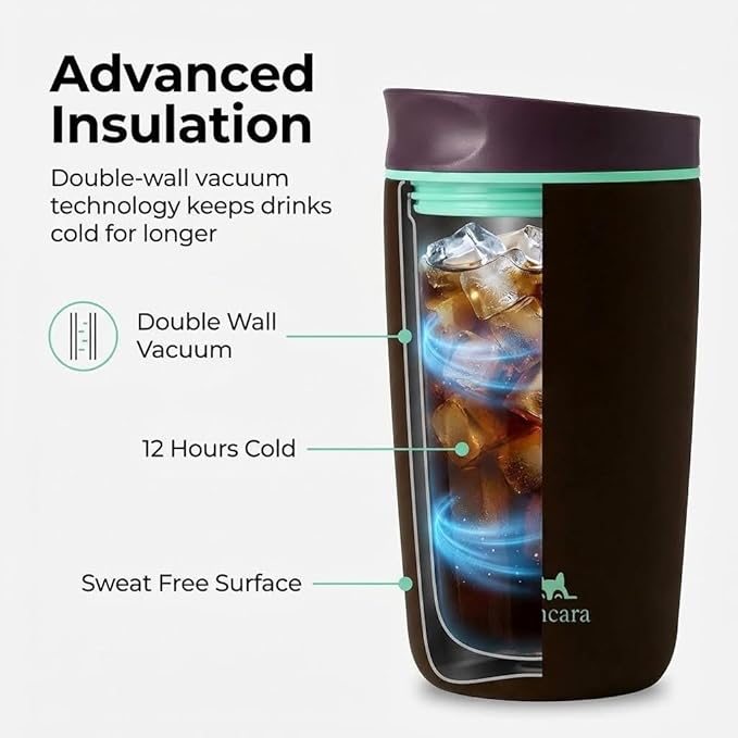 12 oz coffee tumbler Insulated coffee mug with lid Slider Insulated Stainless Steel Coffee Tumbler, Travel Mug for Hot and Iced Beverages insulated travel coffee mug (black)