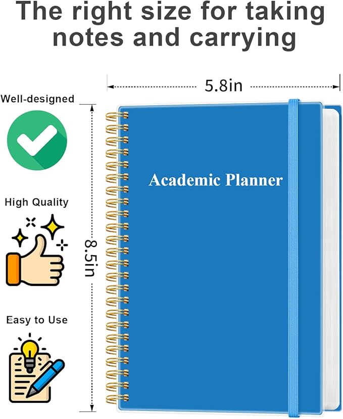 Academic Planner for 2026-2027 or Anytime - Undated Weekly Student Planner For Homeschool, High School, College & Nursing Students, 200 Pages, 5.8" x 8.5", Blue