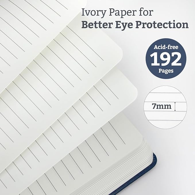 6Pack Lined Hardcover Journal Notebook, A5 192 Pages 100Gsm Thick Paper College Ruled for School,Note Taking,Work,Diary，5.7''*8.3'',Navy
